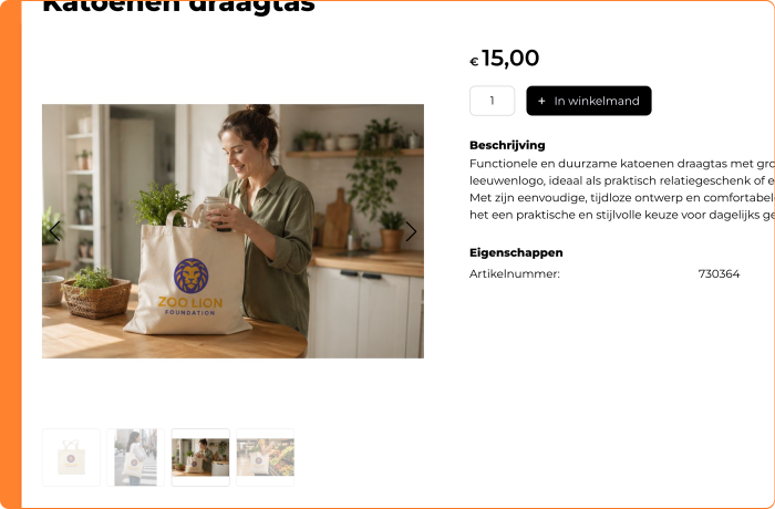 Schermafbeelding van het swipen tussen afbeeldingen