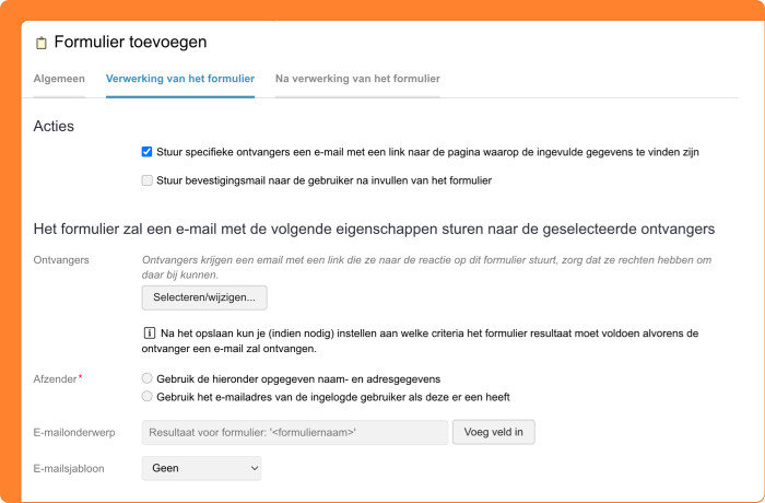 Afbeelding van de instellingen rondom het bekijken van survey data