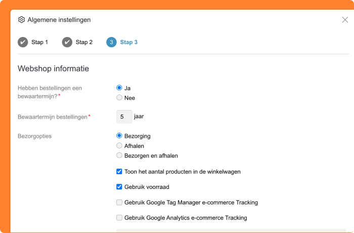 Afbeelding van het instellen van een bewaartermijn op webshop bestellingen