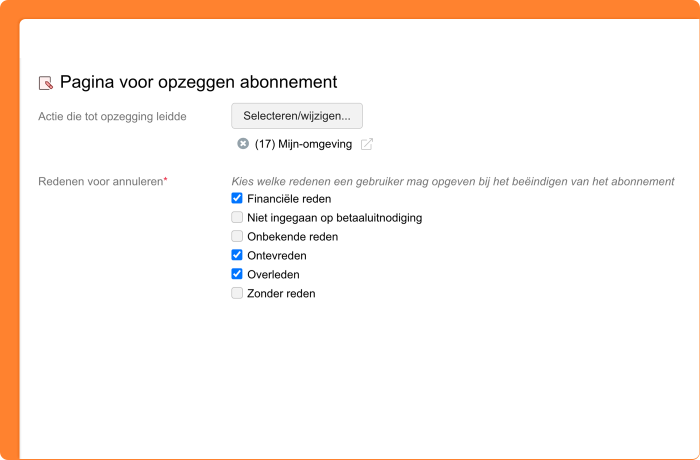 Pagina voor opzeggen abonnement
